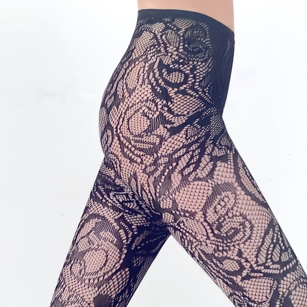 NEW Bold and Floral Fishnet Pantyhose for Halloween or Special Occasion